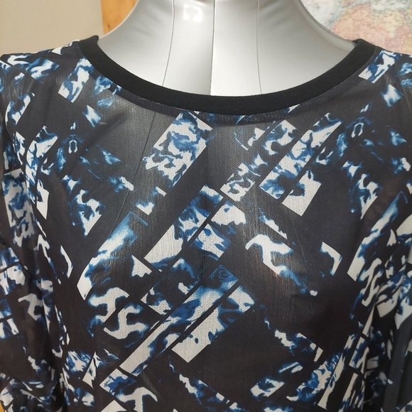 Mossimo Oversize Sheer Geometric Pattern Long Sleeve Women's Medium - Picture 2 of 9